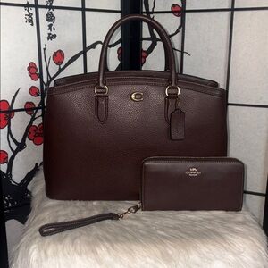 Coach LEGACY CARRYALL 35 Satchel/Zip Around Wallet 2pc Set